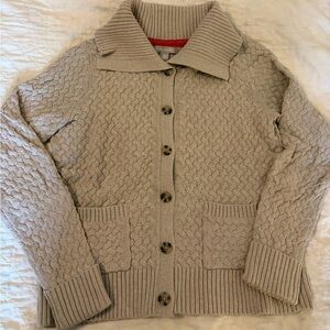 Banana Republic Women's Cable Knit Sweater Cardigan - Beige/Tan - Size Large